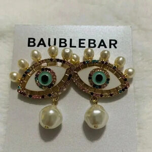 New  Baublebar Evil Eye Pearl drop earrings